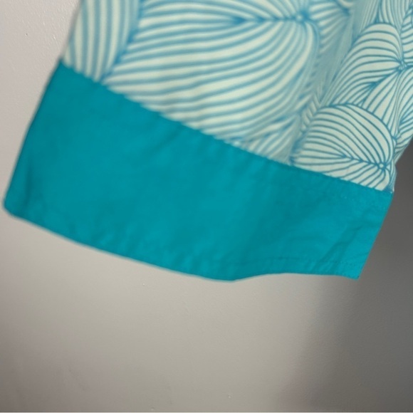 L.L. Bean Tropical Beach Nylon Blend Tunic Hooded Top Large Blue - Picture 8 of 13